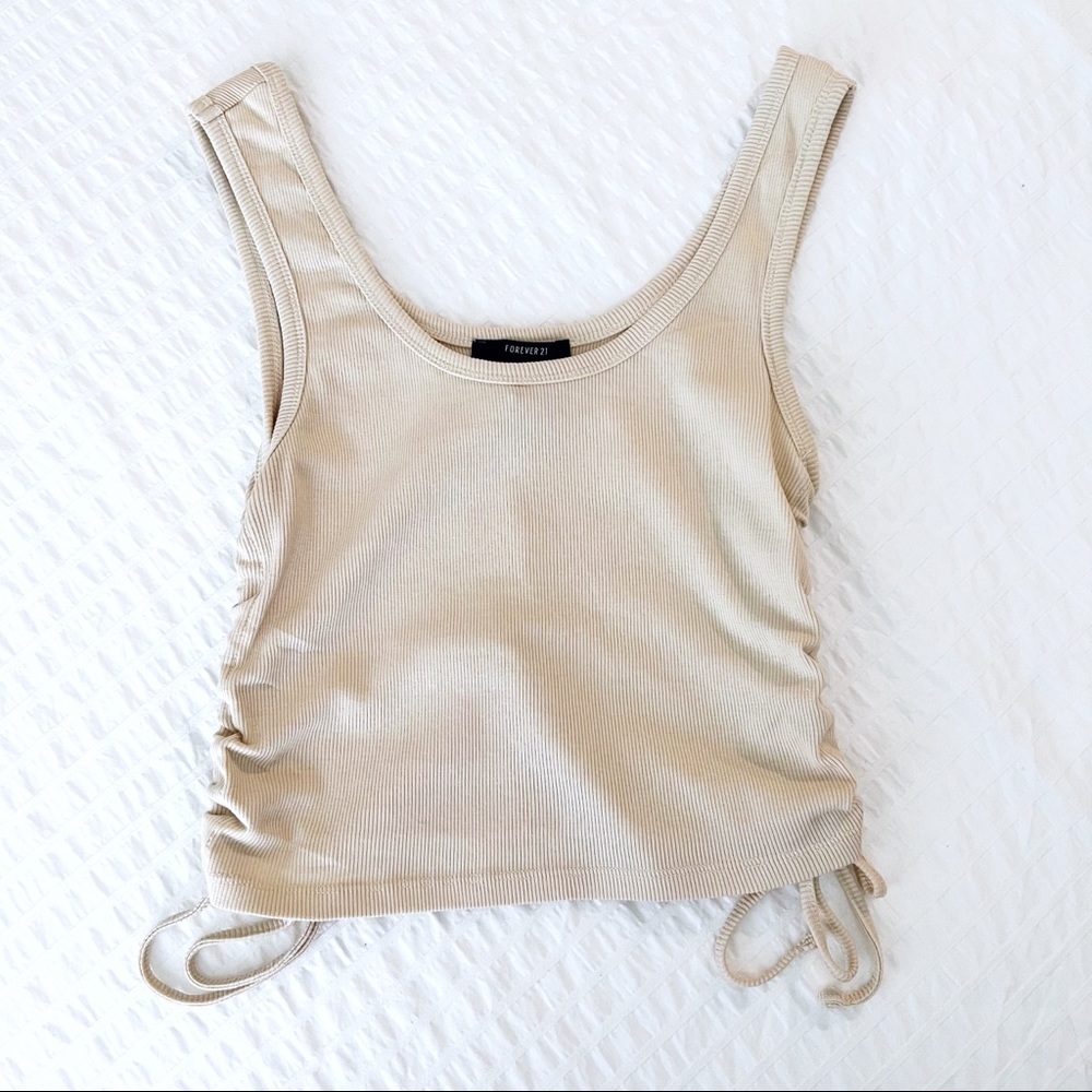 Beige Scrunch Crop